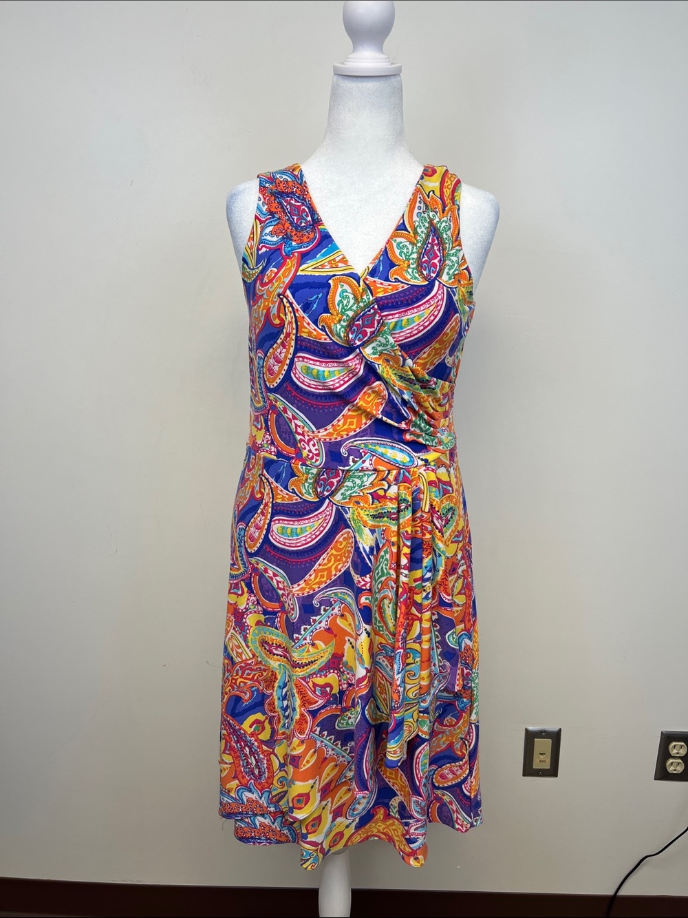 Lauren Ralph Lauren Women’s Y2K Sleeveless Paisley Dress Purple Orange Size